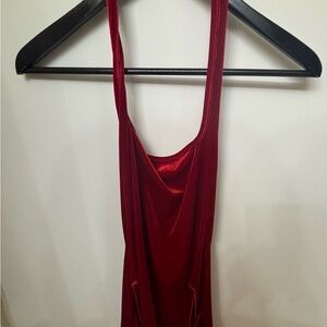SHEIN sexy red velvet dress - halter style with detail at slits